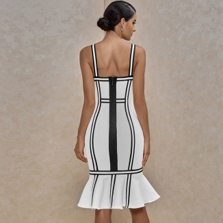 Strappy Sleeveless Frill Midi Bandage Dress PP091808